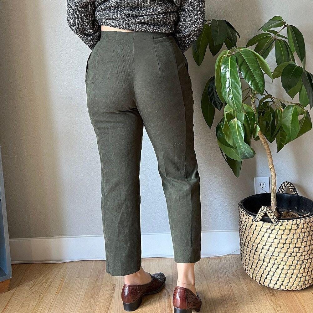 vtg 90s Smith & Hawken green cropped pants straight leg trousers casual Medium - Picture 5 of 8